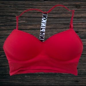 Pink Victoria Secret Red Mesh Sports bra - M